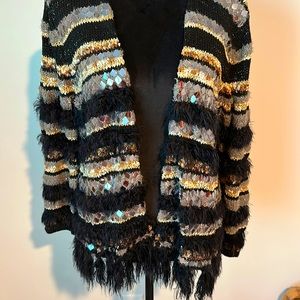 Chicos sequin fringe cardigan 🪩